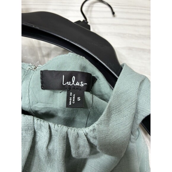 Lulus Breezy Sophistication Sage Green Textured Wide  Leg Jumpsuit NWT Size S - Picture 8 of 10